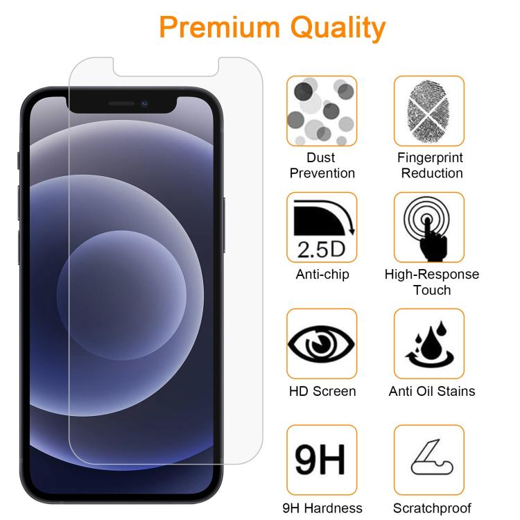 10pcs xDfind 0.26mm 9H 2.5D Middle Aluminum Tempered Glass Film, For iPhone 12 mini, For iPhone 11 Pro Max / XS Max, For iPhone 11 / XR, For iPhone 11 Pro / XS / X