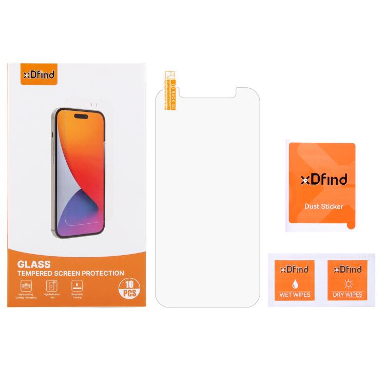 10pcs xDfind 0.26mm 9H 2.5D Middle Aluminum Tempered Glass Film, For iPhone 12 mini, For iPhone 11 Pro Max / XS Max, For iPhone 11 / XR, For iPhone 11 Pro / XS / X