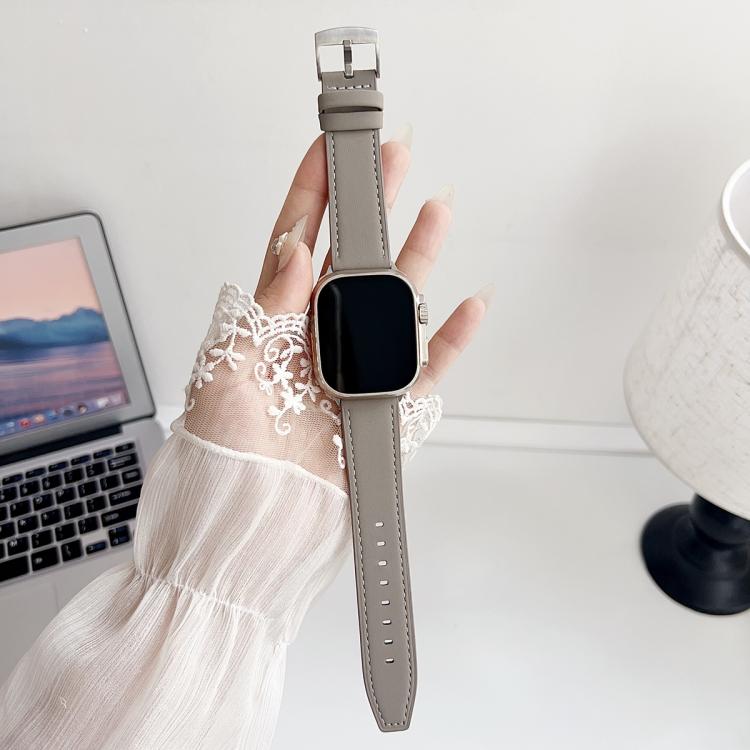 xDfind Black Shark Fine Grain Leather Watch Band, For Apple Watch 42 / 44 / 45 / 46 / 49mm
