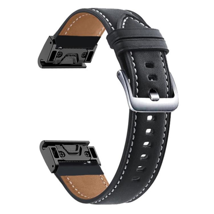 xDfind Silver Buckle Leather Quick Release Watch Band, For Garmin Fenix 7 / 7X / 6X 26mm