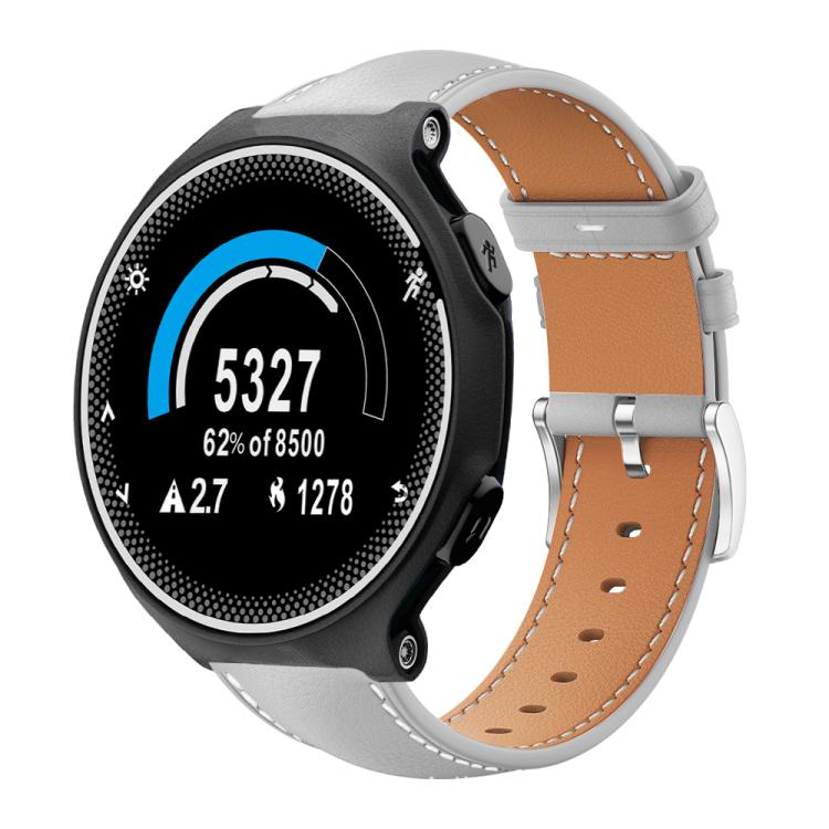 xDfind Flat Head Black Shark Fine Grain Leather Watch Band, For Garmin Forerunner 220/735/735XT/230/235 20mm