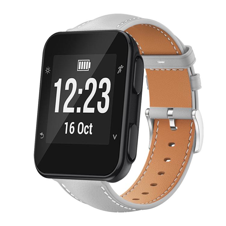 xDfind Flat Head Black Shark Fine Grain Leather Watch Band, For Garmin Forerunner 35/30/35j 20mm