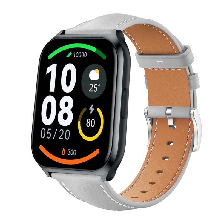 xDfind Flat Head Black Shark Fine Grain Leather Watch Band, 22mm For Xiaomi Haylou Watch LS09B / LS05S / LS10