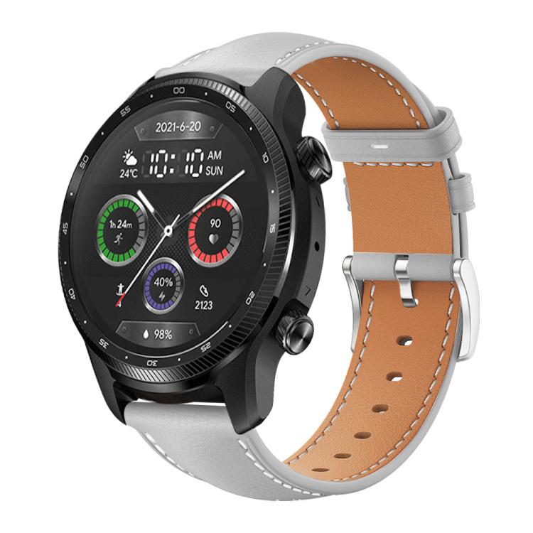 xDfind Flat Head Black Shark Fine Grain Leather Watch Band, 22mm For Ticwatch Pro X / Pro3 / Pro / GTX / E2