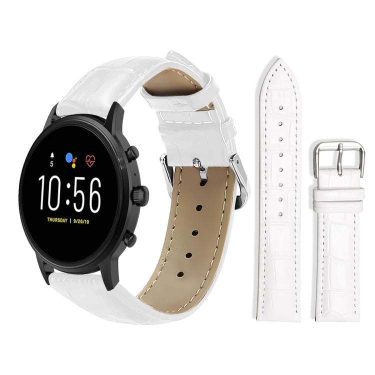 xDfind Bamboo Texture Pin Buckle Leather Watch Band, 22mm For Fossil Gen 5 Carlyle/Julianna/Garrett