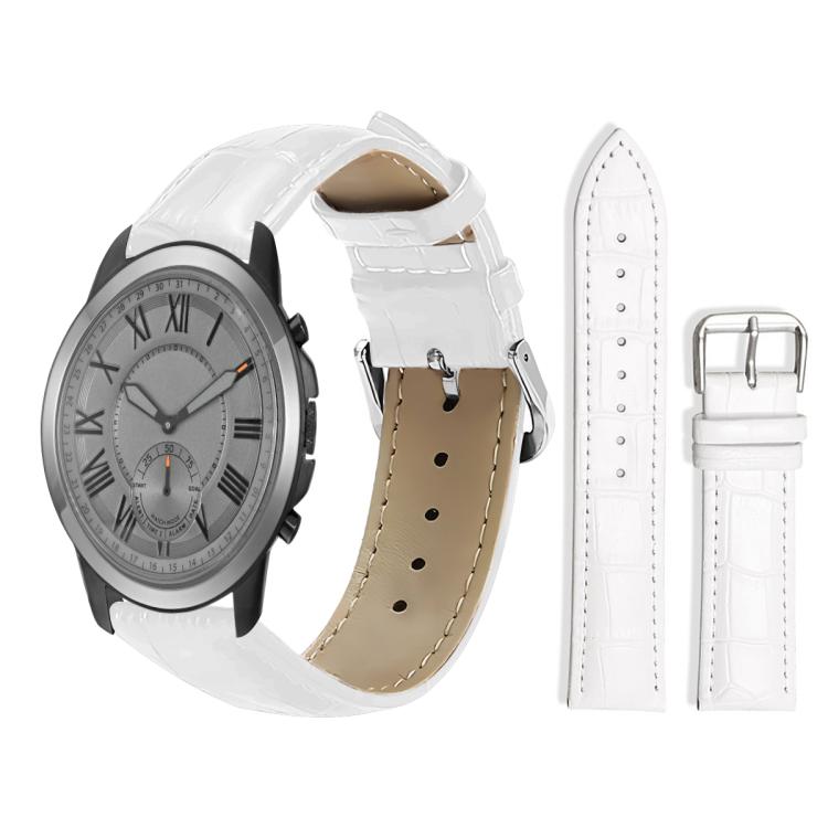 xDfind Bamboo Texture Pin Buckle Leather Watch Band, 24mm For Fossil Q Machine Hybrid Watch