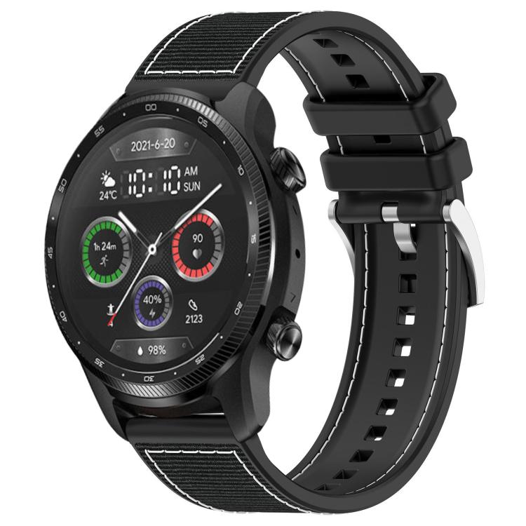 xDfind Hybrid Nylon Braid Silicone Watch Band, 22mm For Ticwatch Pro X / Pro 3 / Pro
