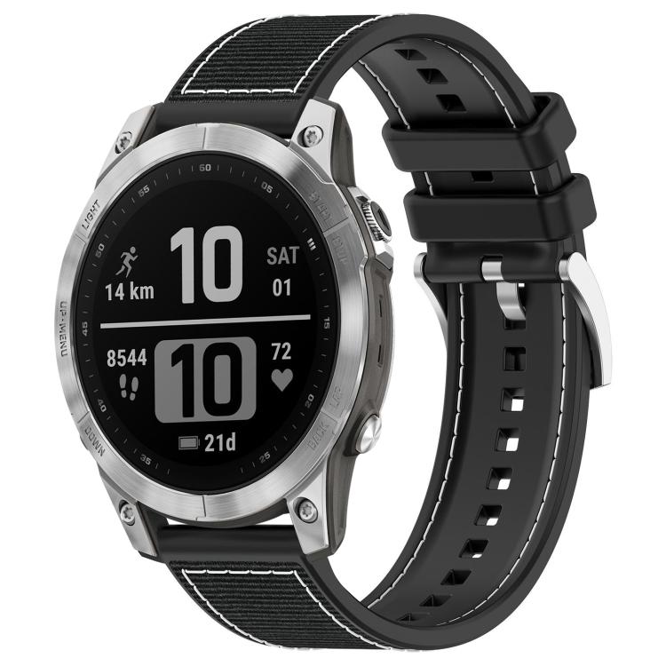 xDfind Hybrid Nylon Braid Silicone Watch Band, For Garmin Fenix 8/7/6/5 22mm