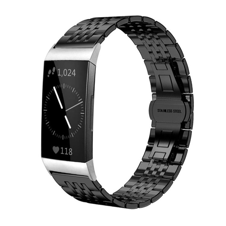 xDfind Seven-bead Solid Stainless Steel Watch Band, For Fitbit Charge 4 / 3 18mm