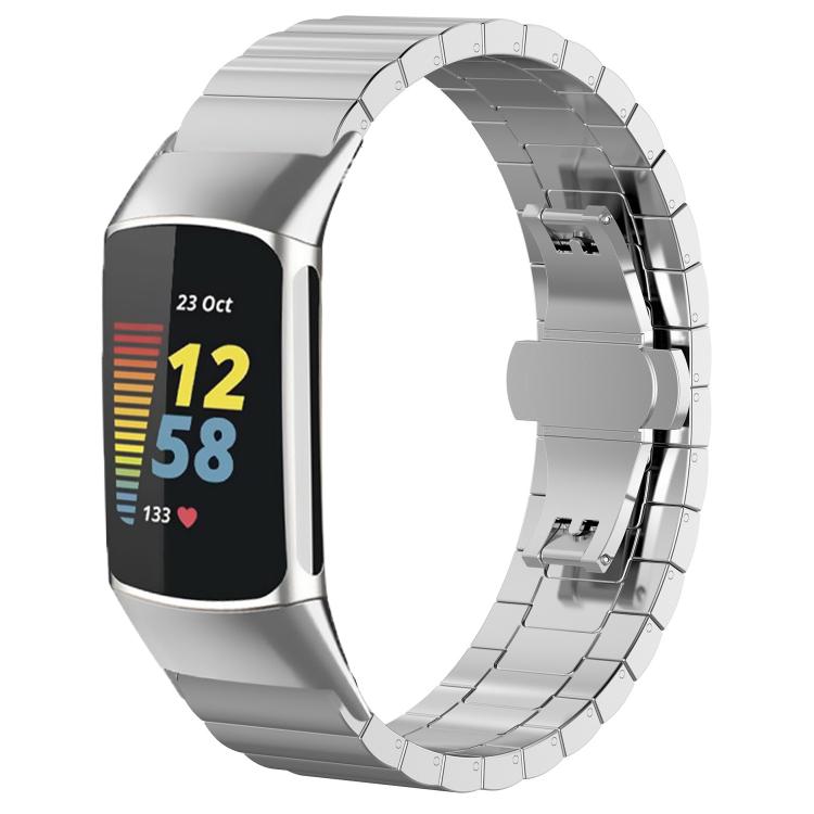 xDfind One-bead Bamboo Solid Stainless Steel Watch Band, For Fitbit Charge 6 / 5 18mm