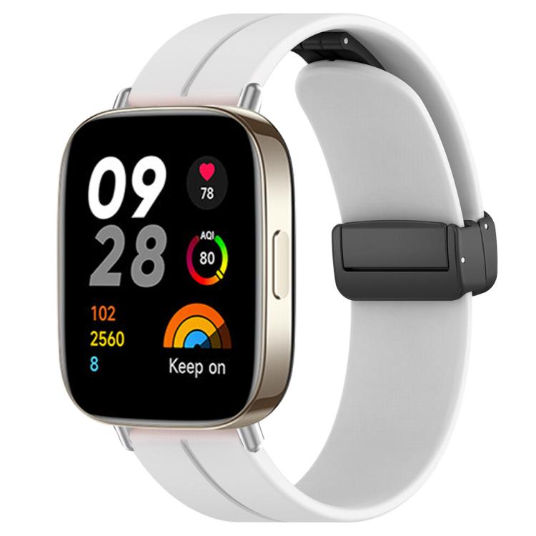 xDfind Flat Head Groove Folding Black Buckle Silicone Watch Band, For Redmi Watch 3