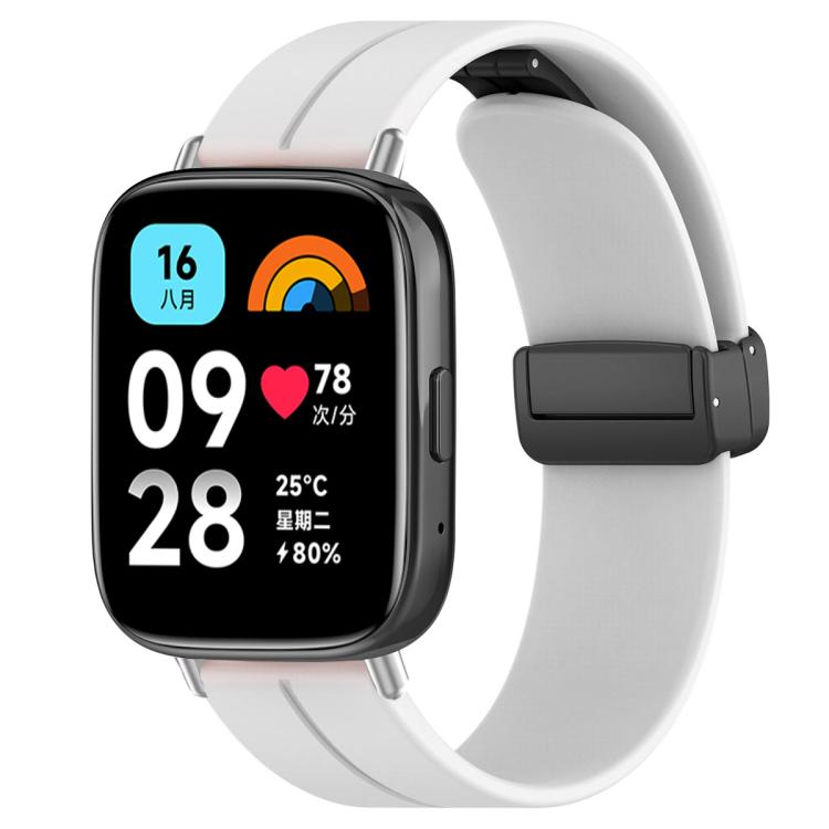 xDfind Flat Head Groove Folding Black Buckle Silicone Watch Band, For Redmi Watch 3 Active / Watch 3 Lite