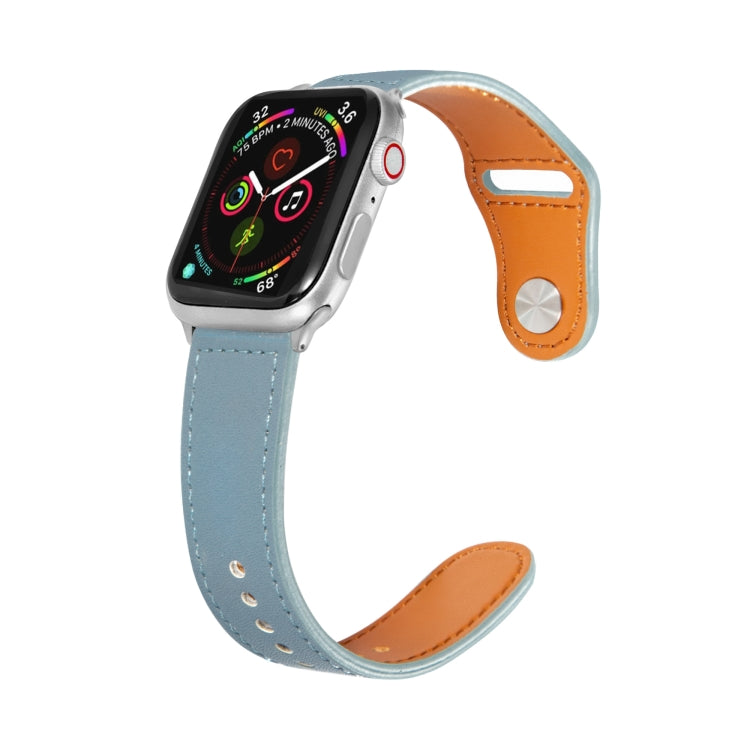 Nail Silver Buckle Leather Watch Band For Apple Watch Series, 7 41mm / 6&SE&5&4 40mm / 3&2&1 38mm