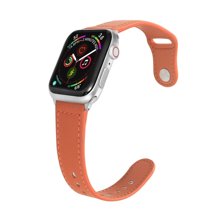 Nail Silver Buckle Leather Watch Band For Apple Watch Series, 7 41mm / 6&SE&5&4 40mm / 3&2&1 38mm