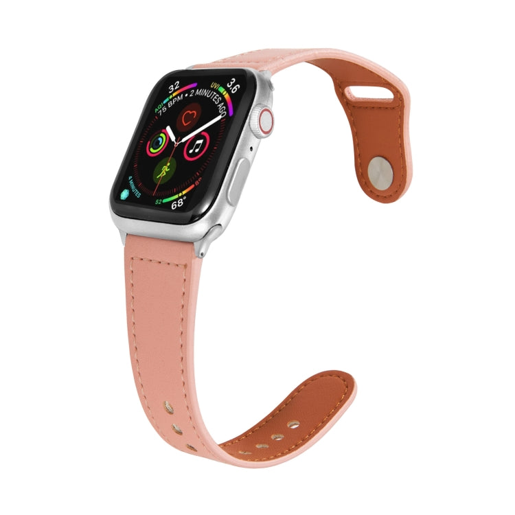 Nail Silver Buckle Leather Watch Band For Apple Watch Series, 7 41mm / 6&SE&5&4 40mm / 3&2&1 38mm