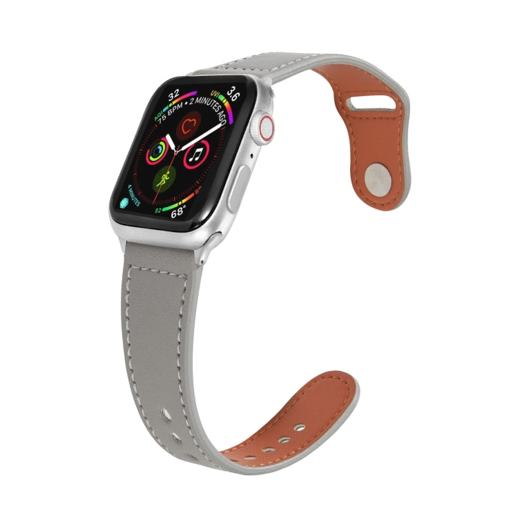 Nail Silver Buckle Leather Watch Band For Apple Watch Series, 7 41mm / 6&SE&5&4 40mm / 3&2&1 38mm