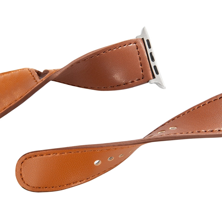 Nail Silver Buckle Leather Watch Band For Apple Watch Series, 7 41mm / 6&SE&5&4 40mm / 3&2&1 38mm