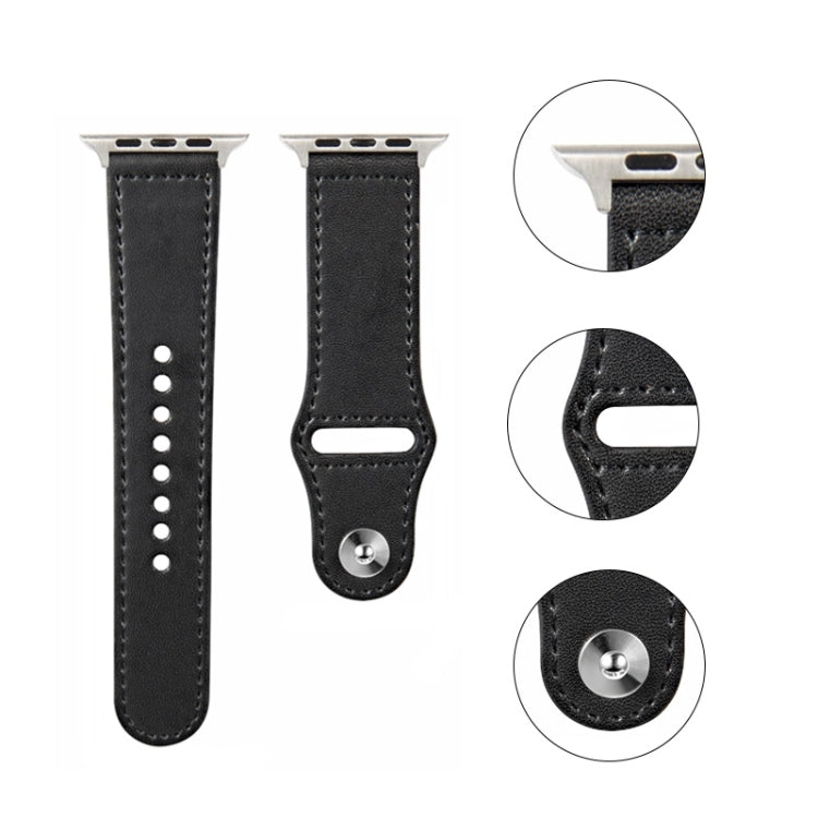 Nail Silver Buckle Leather Watch Band For Apple Watch Series, 7 41mm / 6&SE&5&4 40mm / 3&2&1 38mm