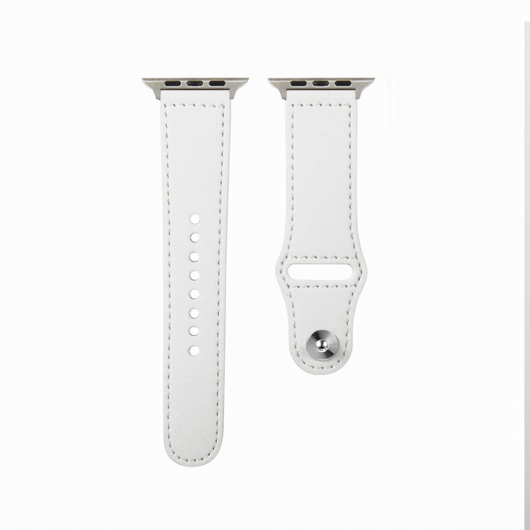 Nail Silver Buckle Leather Watch Band For Apple Watch Series, 7 45mm / 6&SE&5&4 44mm / 3&2&1 42mm