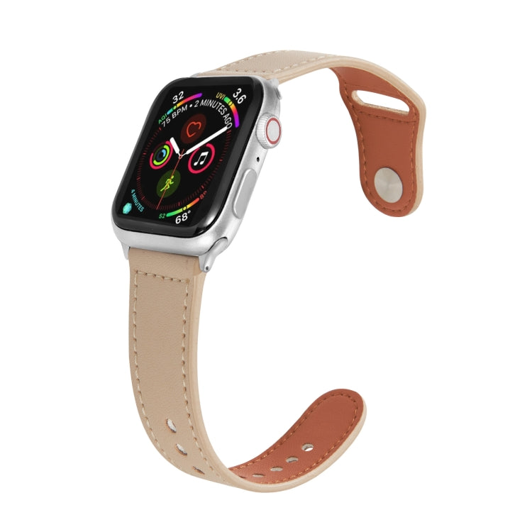 Nail Silver Buckle Leather Watch Band For Apple Watch Series, 7 45mm / 6&SE&5&4 44mm / 3&2&1 42mm