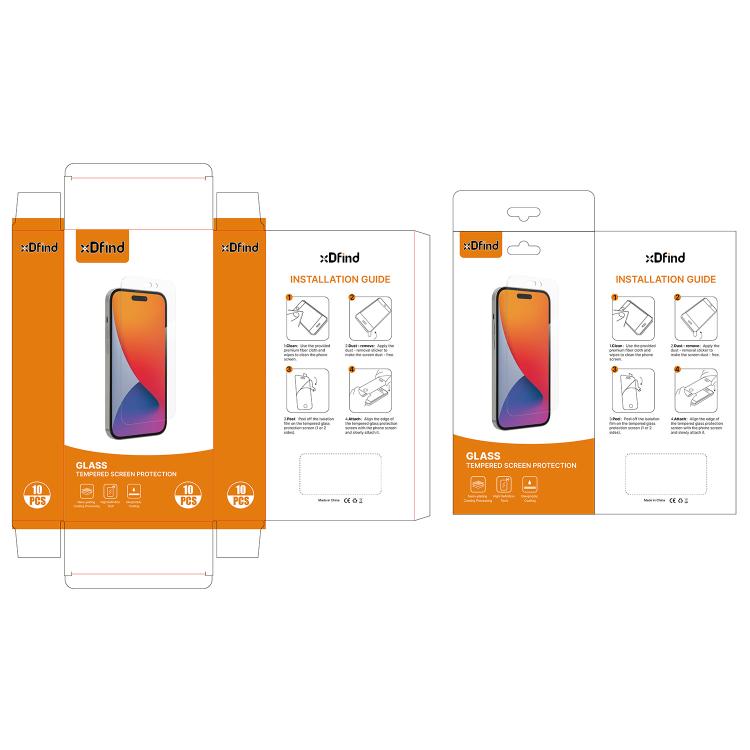 xDfind Tempered Glass Screen Protector Packaging Box, Outer Size: 102 x 182 x 38mm, Inner Size: 95 x 180mm