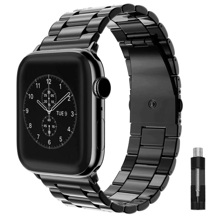 xDfind Three Beads Fold Buckle Stainless Steel Watch Band, For Apple Watch 46mm / 49mm / 45mm / 44mm