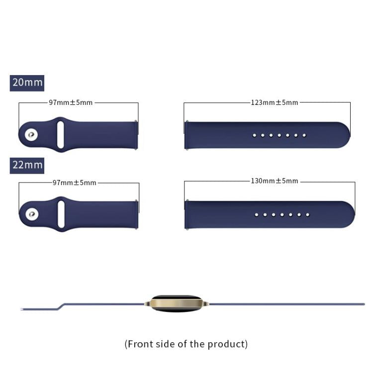 xDfind Pure Color Silicone Watch Band, 22mm