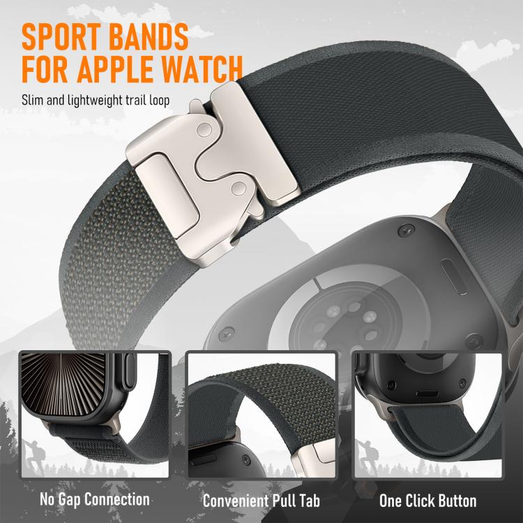 xDfind Titanium Buckle Snap Button Loop Nylon Watch Band, For Apple Watch 46mm / 49mm / 45mm / 44mm
