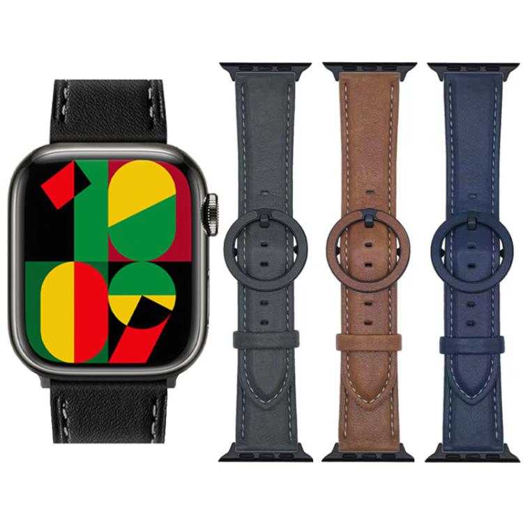 xDfind Round Buckle Leather Watch Band, For Apple Watch 46mm / 49mm / 45mm / 44mm