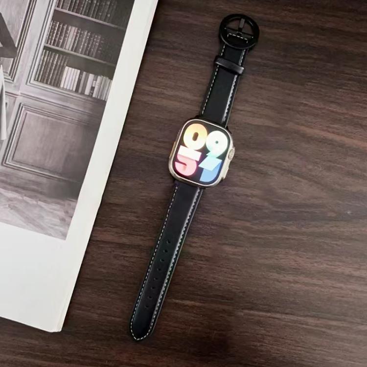 xDfind Round Buckle Leather Watch Band, For Apple Watch 46mm / 49mm / 45mm / 44mm
