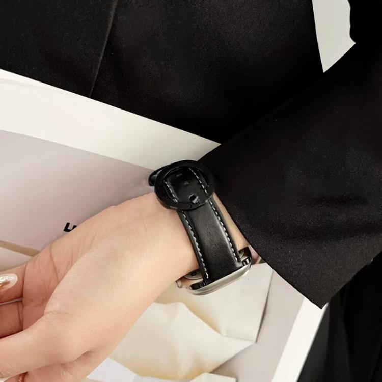 xDfind Round Buckle Leather Watch Band, For Apple Watch 46mm / 49mm / 45mm / 44mm
