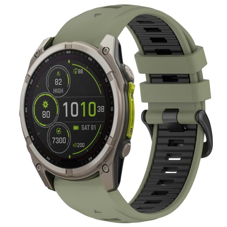 xDfind Dual Color Quick Release Steel Buckle Silicone Watch Band, For Garmin 26mm