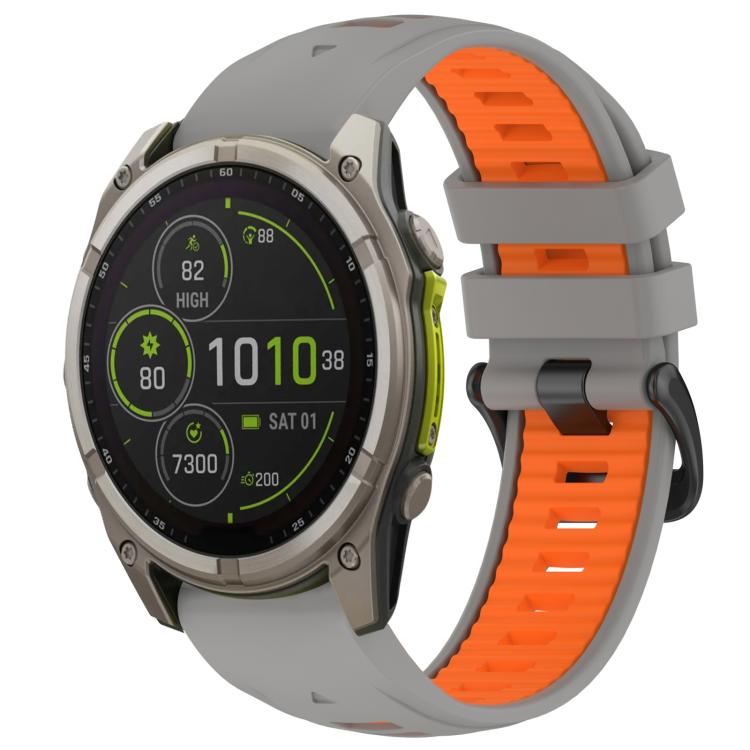 xDfind Dual Color Quick Release Steel Buckle Silicone Watch Band, For Garmin 26mm