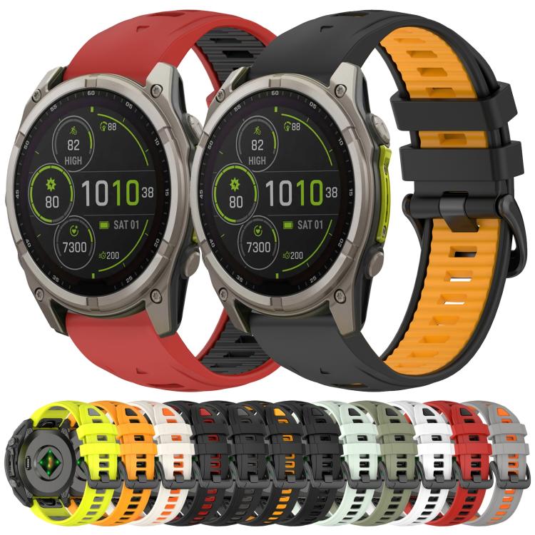 xDfind Dual Color Quick Release Steel Buckle Silicone Watch Band, For Garmin 26mm