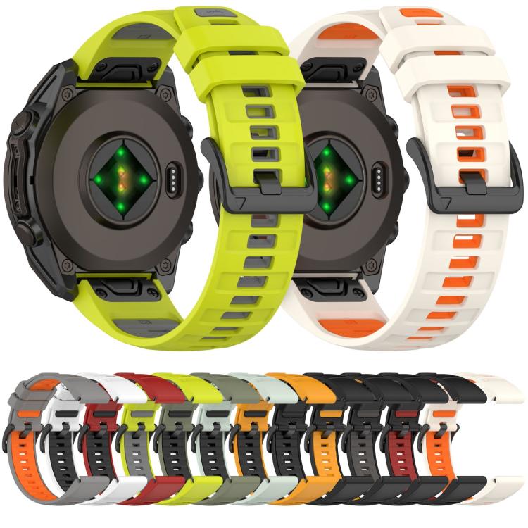 xDfind Dual Color Quick Release Steel Buckle Silicone Watch Band, For Garmin 26mm