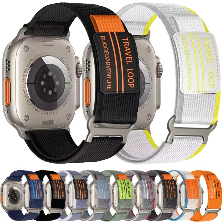 xDfind Double Section Metal Buckle Loop Nylon Braided Watch Band, For Apple Watch 46mm / 49mm / 45mm / 44mm