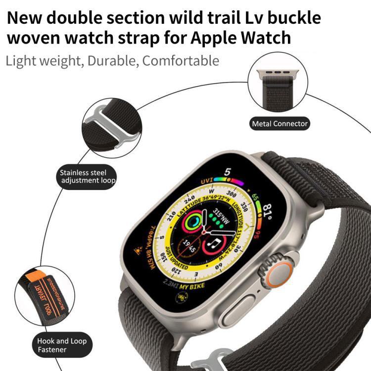 xDfind Double Section Metal Buckle Loop Nylon Braided Watch Band, For Apple Watch 46mm / 49mm / 45mm / 44mm