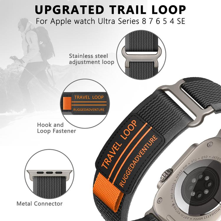 xDfind Double Section Metal Buckle Loop Nylon Braided Watch Band, For Apple Watch 46mm / 49mm / 45mm / 44mm