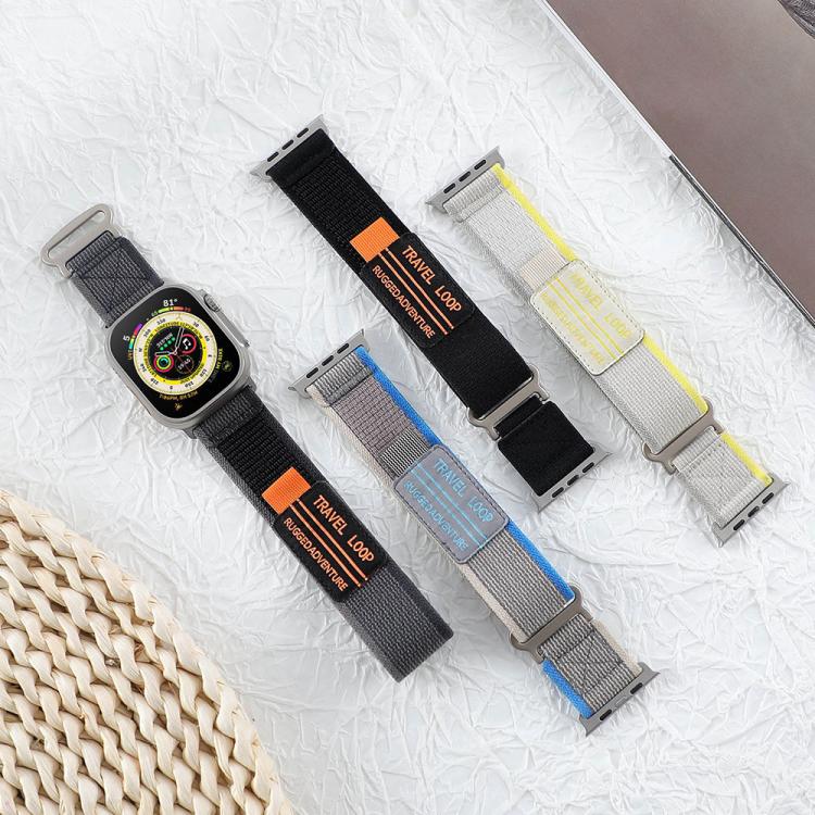 xDfind Double Section Metal Buckle Loop Nylon Braided Watch Band, For Apple Watch 46mm / 49mm / 45mm / 44mm