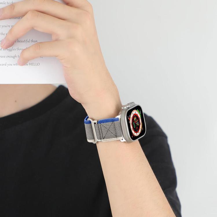 xDfind Double Section Metal Buckle Loop Nylon Braided Watch Band, For Apple Watch 46mm / 49mm / 45mm / 44mm