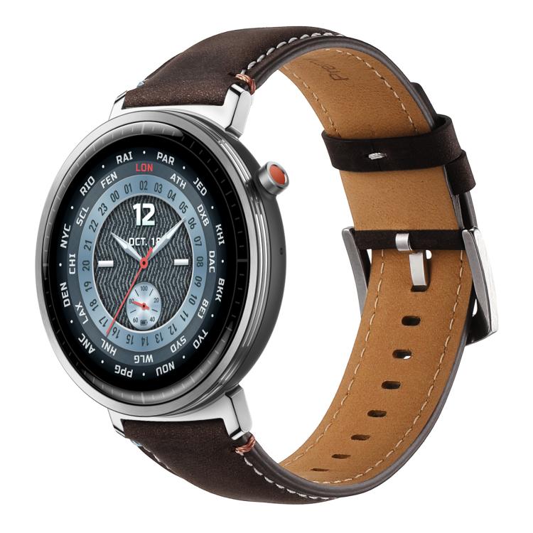 xDfind  Flat Crazy Horse Leather Pin Buckle Watch Band, 22mm