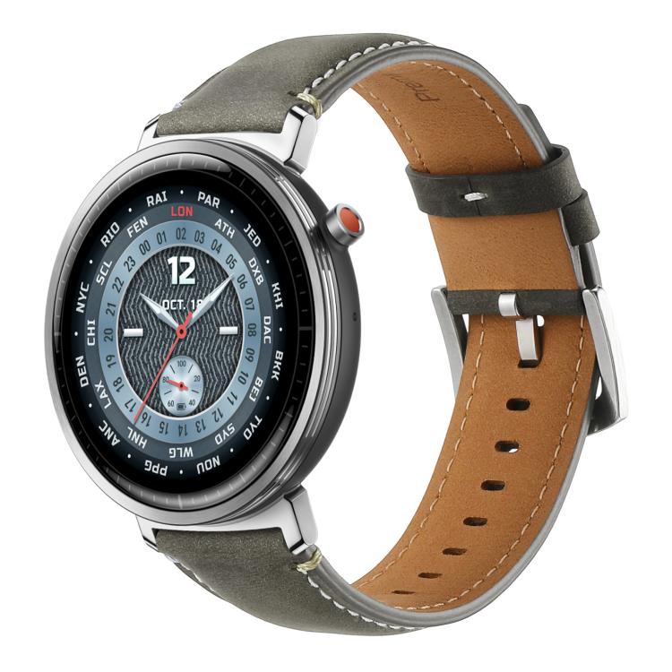 xDfind  Flat Crazy Horse Leather Pin Buckle Watch Band, 22mm