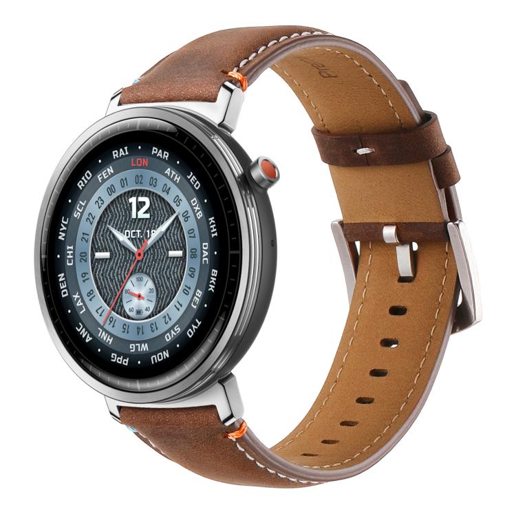 xDfind  Flat Crazy Horse Leather Pin Buckle Watch Band, 22mm