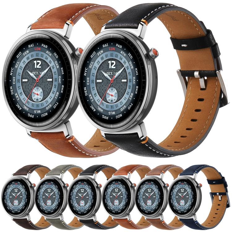 xDfind  Flat Crazy Horse Leather Pin Buckle Watch Band, 22mm