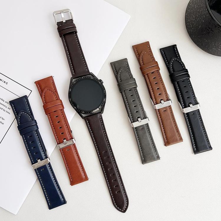 xDfind  Flat Crazy Horse Leather Pin Buckle Watch Band, 22mm