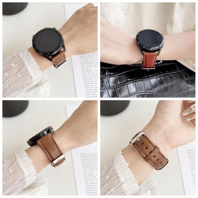 xDfind  Flat Crazy Horse Leather Pin Buckle Watch Band, 22mm