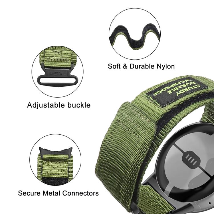 xDfind Quick Release Nylon Hook And Loop Fastener Buckle Watch Band, For Google Pixel Watch 4 / 3 45mm