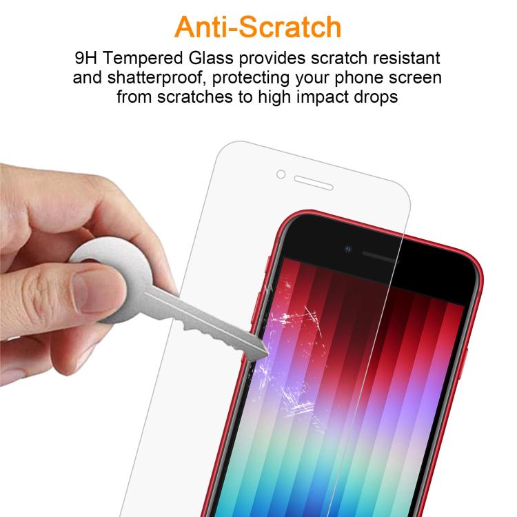 10pcs xDfind 9H 2.5D High Aluminum Tempered Glass Film, For iPhone SE 2022 / SE 2020