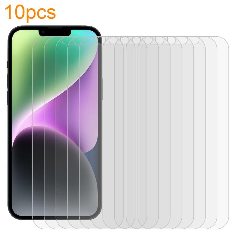 10pcs xDfind 0.26mm 9H 2.5D Middle Aluminum Tempered Glass Film, For iPhone 15 Plus / 15 Pro Max, For iPhone 15 / 15 Pro, For iPhone 14 Plus, For iPhone 14, For iPhone 14 Pro