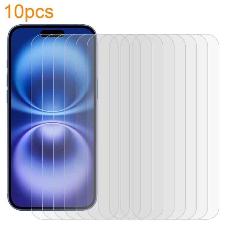 10pcs xDfind 0.26mm 9H 2.5D Middle Aluminum Tempered Glass Film, For iPhone 16e / 13 / 13 Pro, For iPhone 16 Pro Max, For iPhone 16 Pro, For iPhone 16 Plus, For iPhone 16